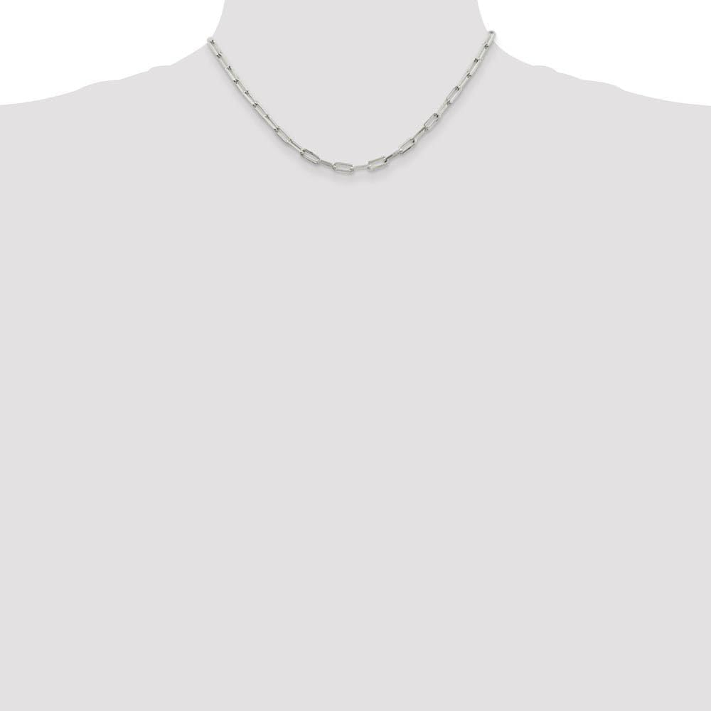 The Black Bow 4.25mm Sterling Silver Solid Elongated Open Cable Chain Necklace