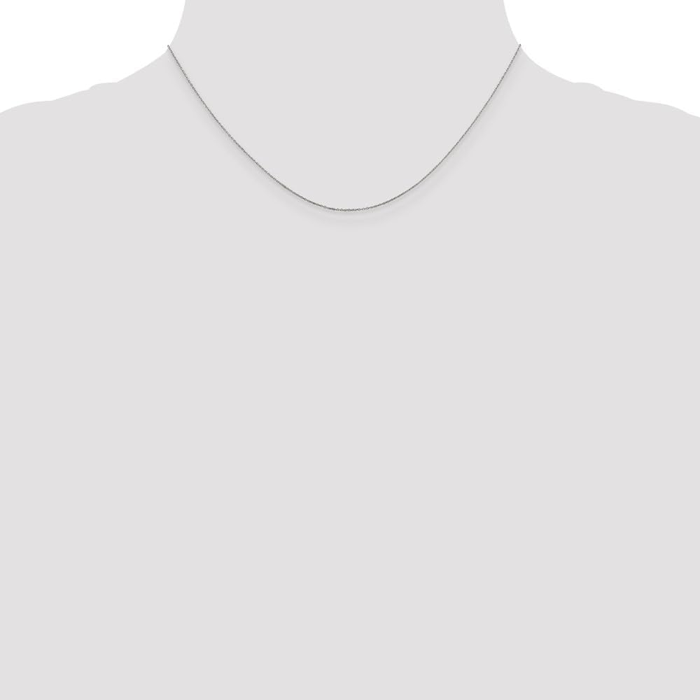 10k White Gold .5mm Solid Diamond-Cut Cable Chain Necklace
