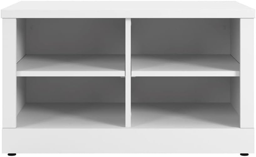 Bush Home Hampton Heights 30W Shoe Storage Bench in White, Narrow Footwear Organizer for Home Entryway, Mudroom, and Foyer