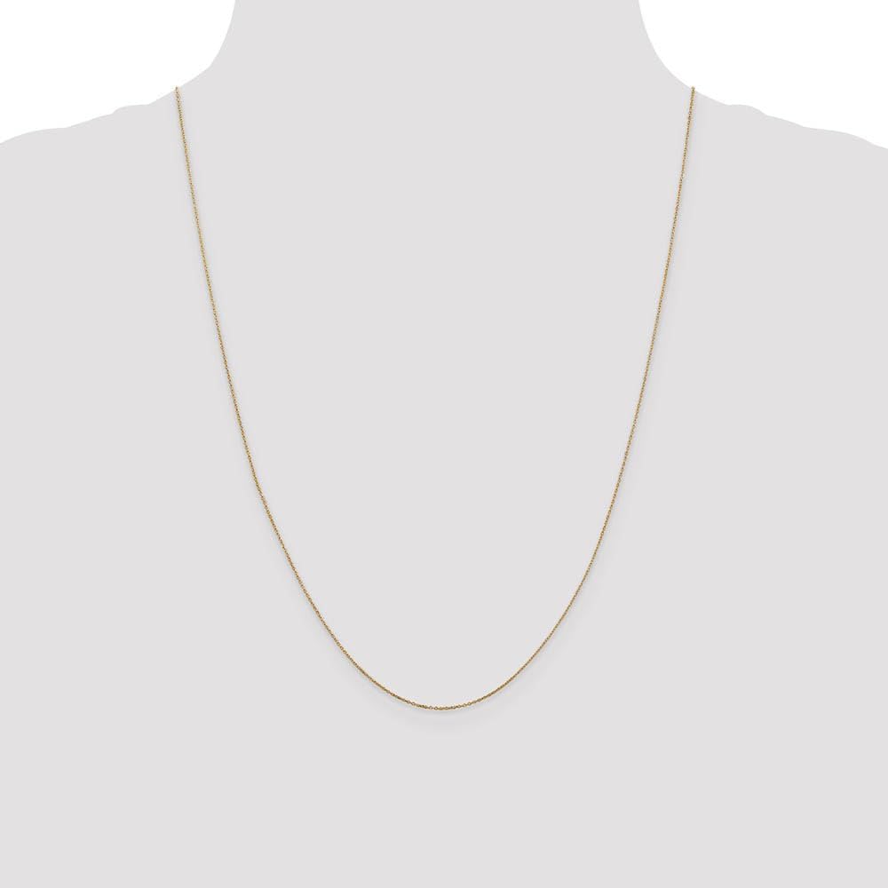 The Black Bow 0.6mm, 14k Yellow Gold, Diamond Cut Cable Chain Necklace