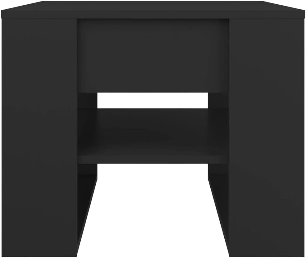 Simple Design Coffee Table with Storage Shelf, Living Room Side End Table for Home, Office, Black 21.9'x21.7'x17.7' Engineered Wood,-307