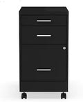Staples 3-Drawer Vertical File Cabinet, Letter Size Documents, Lockable & Mobile, 19.9' D x 14.3' W x 25.7' H, Black