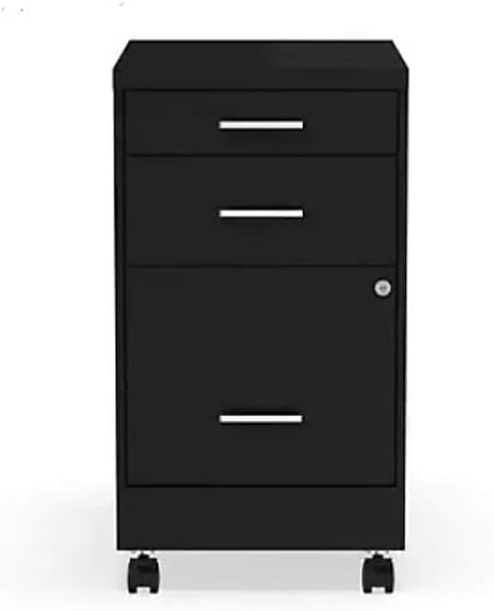 Staples 3-Drawer Vertical File Cabinet, Letter Size Documents, Lockable & Mobile, 19.9' D x 14.3' W x 25.7' H, Black