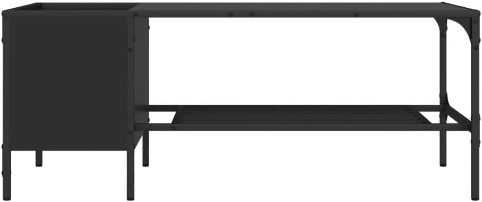 Coffee Table with Rack, Modern Living Room Center Table for Home Office, Black 39.4'x20.1'x15.7' Engineered Wood,-340