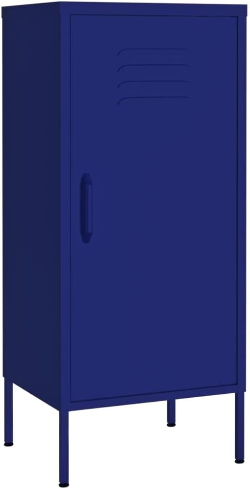 Modern Side Storage Cabinet with Shelf, Steel Storage Cabinet for Home, Office, 16.7'x13.8'x40', Navy Blue,-455