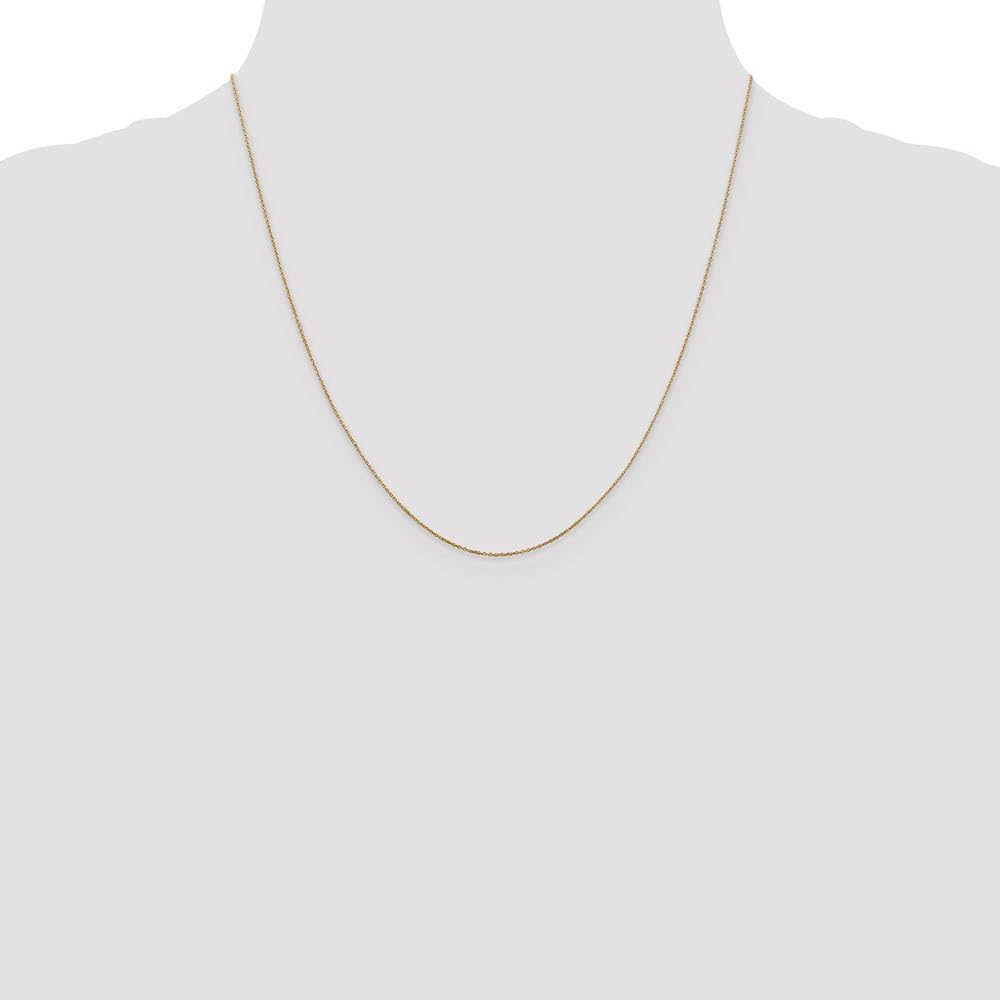 The Black Bow 0.6mm, 14k Yellow Gold, Diamond Cut Cable Chain Necklace