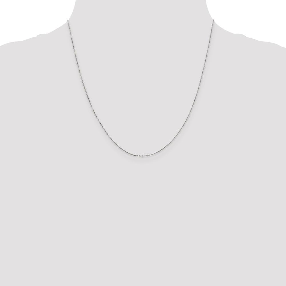 10k White Gold .5mm Solid Diamond-Cut Cable Chain Necklace
