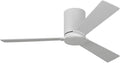 Monte Carlo Fans Rozzen Hugger - 3 Blade Ceiling Fan with Remote, 44 Inches Wide, 9.3 Inches Tall, 6-Speed DC Motor, Matte White Finish