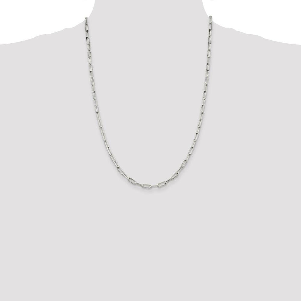 The Black Bow 4.25mm Sterling Silver Solid Elongated Open Cable Chain Necklace