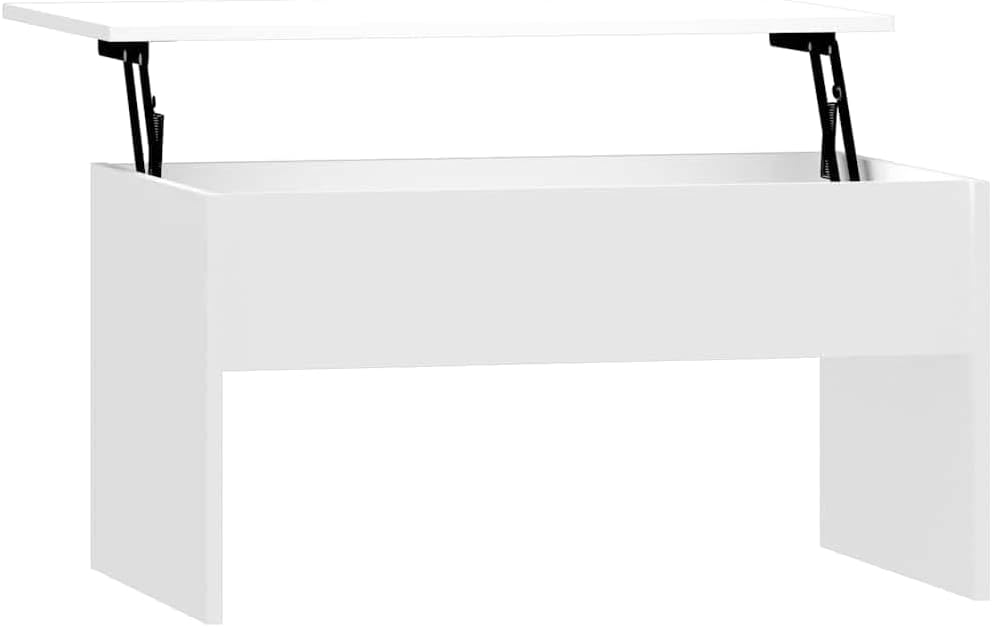 Modern Coffee Table with Hidden Compartment, Lift Top Coffee Table for Home, Office, High Gloss White 31.5'x19.9'x16.3' Engineered Wood,-959