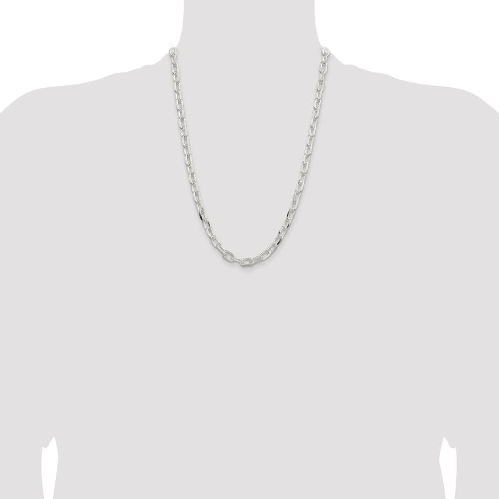 925 Sterling Silver 7.5mm Diamond-cut Long Link Cable Chain (18 to 24 Inch)