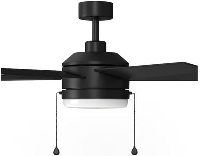 Harbr Breeze Sunport Easy2Hang 52-in Color-Changing Integrated LED Outdoor Matte Black with Matte Blades Ceiling Fan With Light (5 -Blade)
