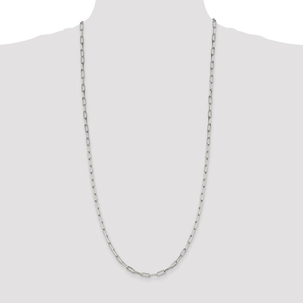 The Black Bow 4.25mm Sterling Silver Solid Elongated Open Cable Chain Necklace