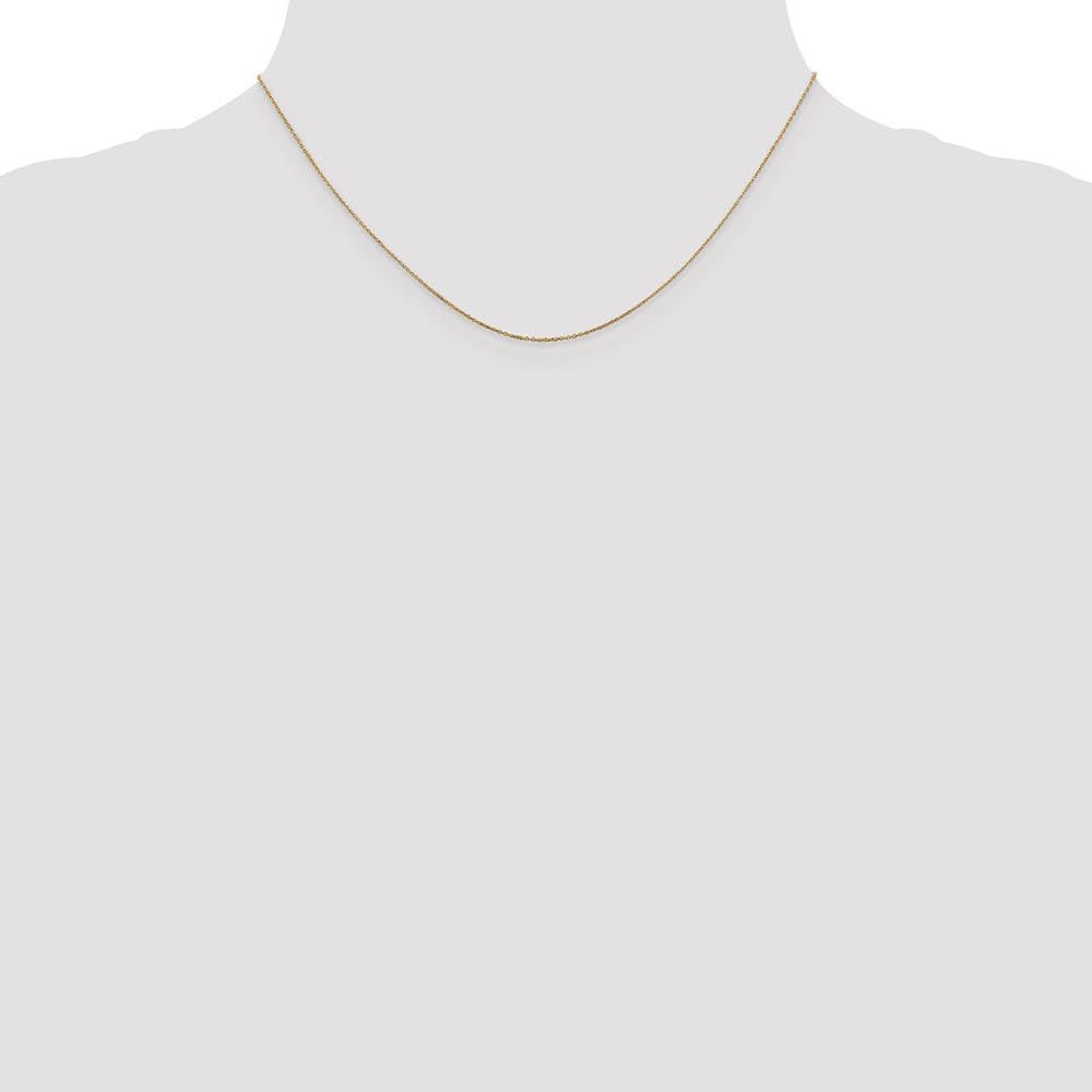 The Black Bow 0.6mm, 14k Yellow Gold, Diamond Cut Cable Chain Necklace