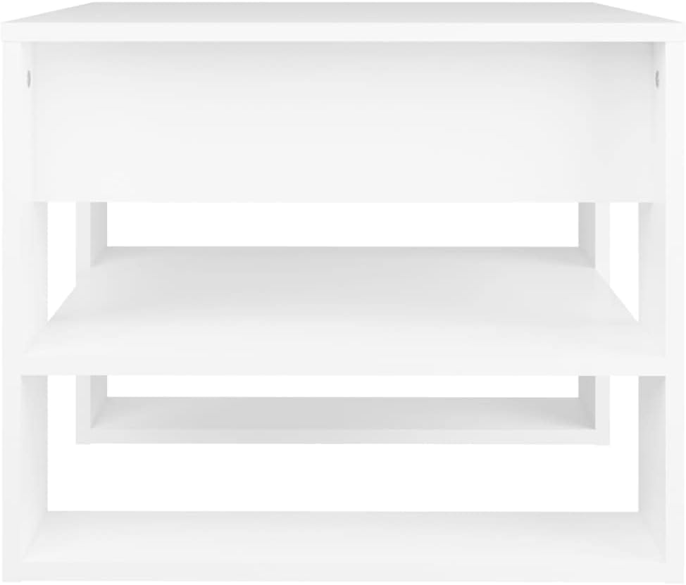 Simple Design Coffee Table with Storage Shelf, Living Room Side End Table for Home, Office, White 21.9'x21.7'x17.7' Engineered Wood,-306
