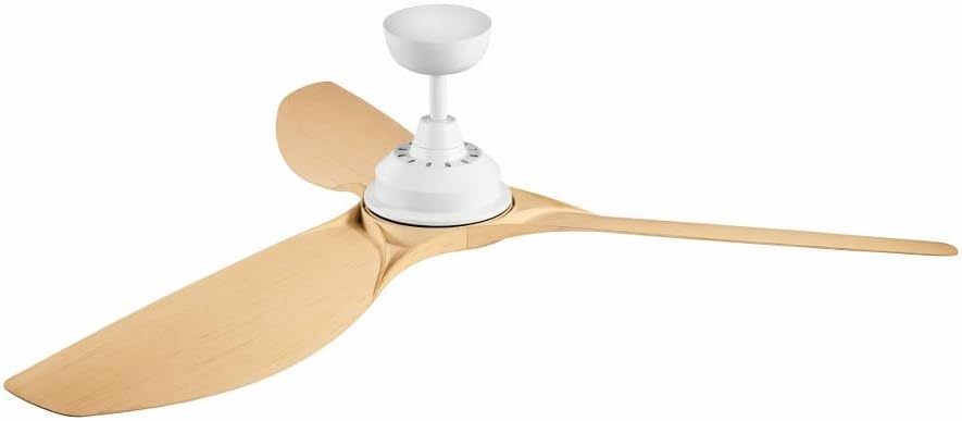 KICHLER 300365MWH Protruding Mount, 3 walnut Blades Ceiling fan with 23 watts light, Matte White