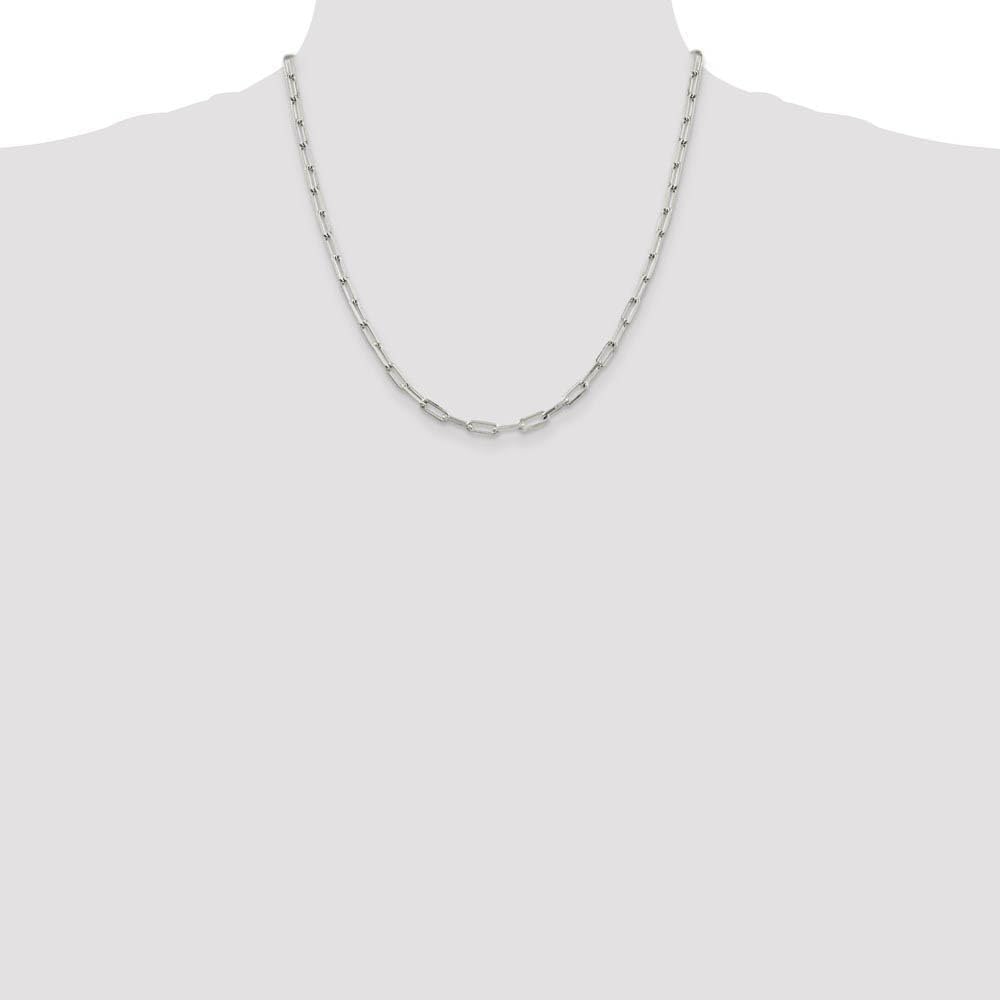 The Black Bow 4.25mm Sterling Silver Solid Elongated Open Cable Chain Necklace