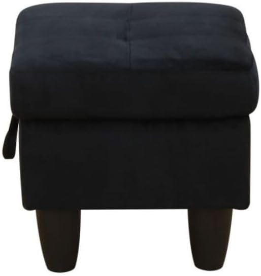 Ottoman Storage Ottoman Bench Flannel Footrest Footstool with Hinged Lid for Living Room, Bedroom, Entryway, Black, 28.5'X19'X17.5'