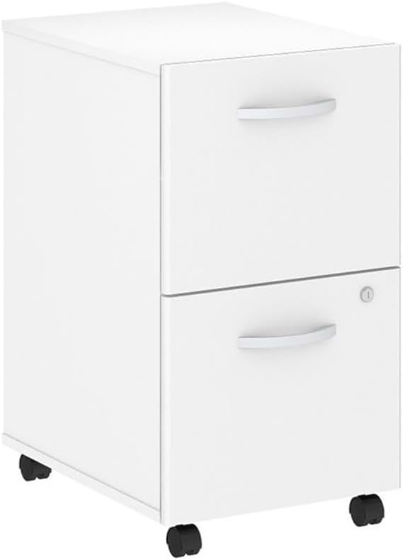 Bush Business Furniture Studio C 2 Drawer Mobile File Cabinet in White, Rolling Storage Solution, Home or Office Filing Organizer