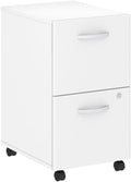 Bush Business Furniture Studio C 2 Drawer Mobile File Cabinet in White, Rolling Storage Solution, Home or Office Filing Organizer