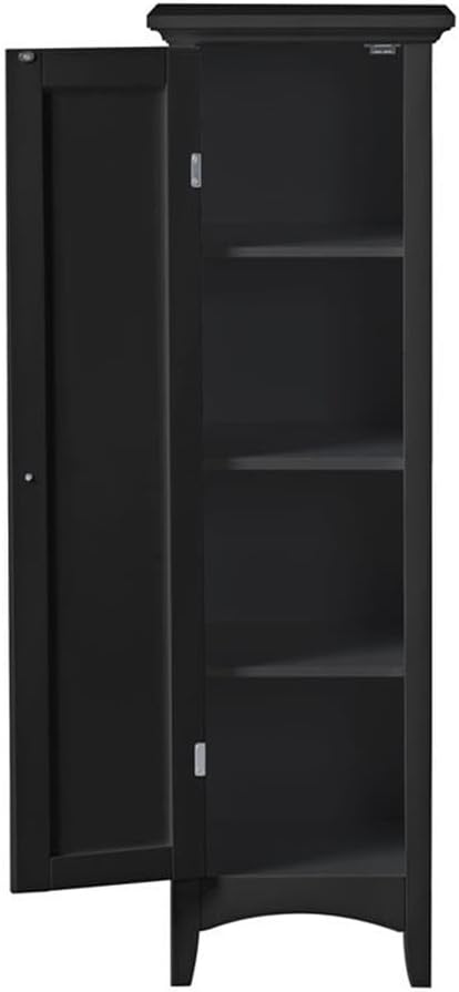 OS Home and Office Furniture 15' 1-Door Wood Kitchen Storage Pantry in Black