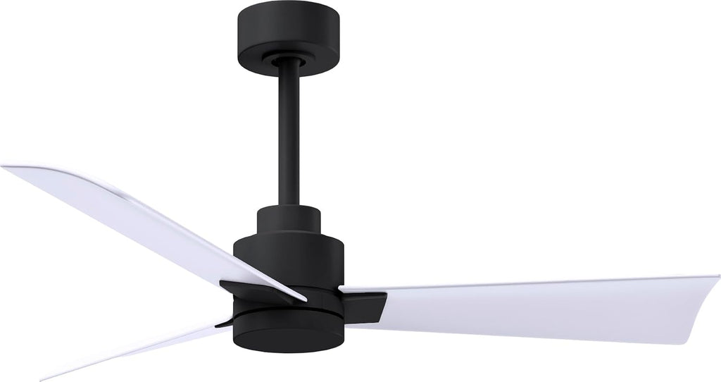 Matthews AK-BK-MWH-42 Alessandra Wet Rated 42' Outdoor Ceiling Fan without Light, Remote Included, Silent DC Motor, Matte Black with Matte White