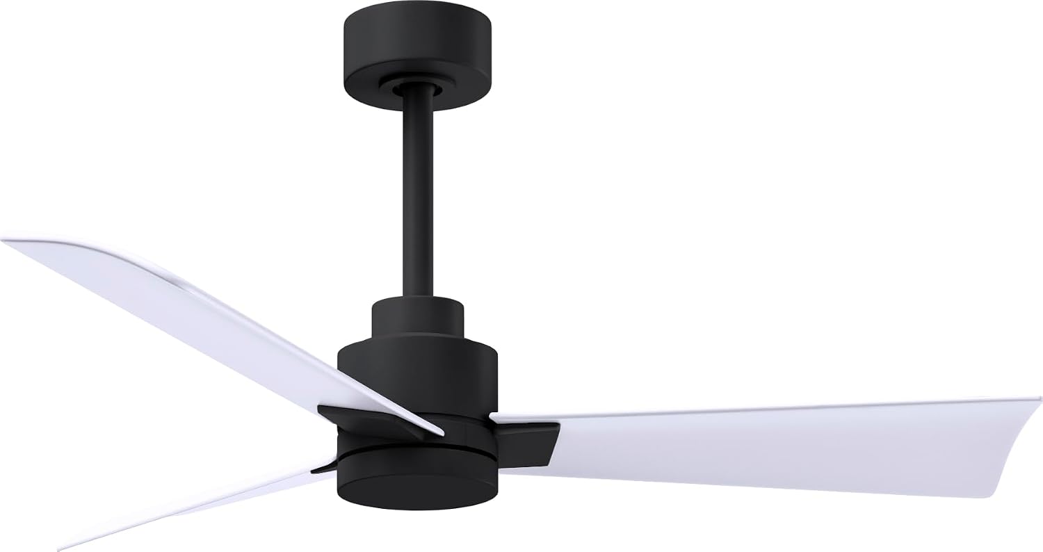 Matthews AK-BK-MWH-42 Alessandra Wet Rated 42' Outdoor Ceiling Fan without Light, Remote Included, Silent DC Motor, Matte Black with Matte White