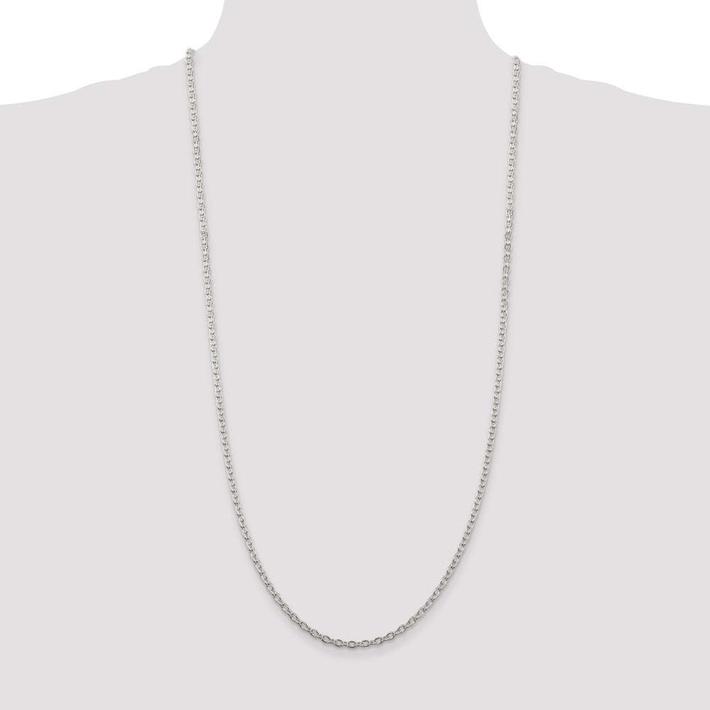 Solid 925 Sterling Silver 3.5mm Cable Chain Necklace - with Secure Lobster Lock Clasp