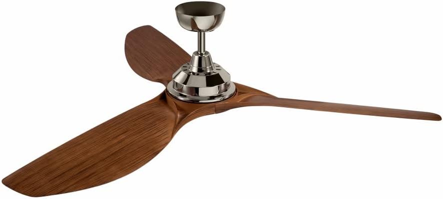 KICHLER 300365MWH Protruding Mount, 3 walnut Blades Ceiling fan with 23 watts light, Matte White