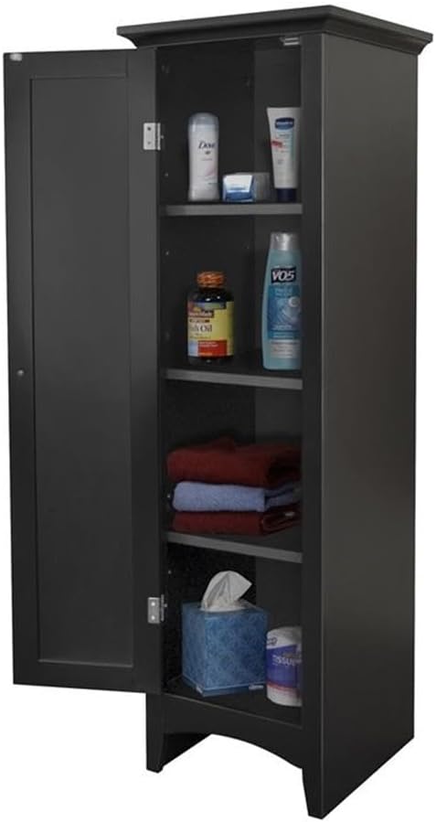 OS Home and Office Furniture 15' 1-Door Wood Kitchen Storage Pantry in Black