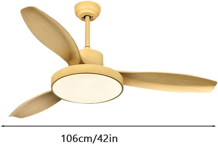 Modern Wood Ceiling Fan with Lights with Remote Indoor Smart Ceiling Fan LED 3 Color Bedroom Ceiling Fan 3-Blade 42 Inch Mute Ceiling Fan with Lights Outdoor Ceiling Fans for Patios