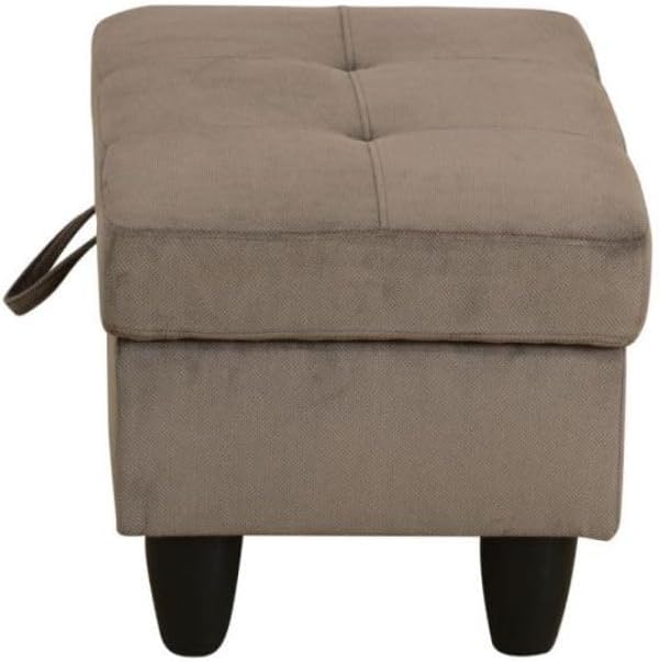 Ottoman Storage Ottoman Bench Corduroy Footrest Footstool with Hinged Lid for Living Room, Bedroom, Entryway, Brown, 28.5'X19'X17.5'