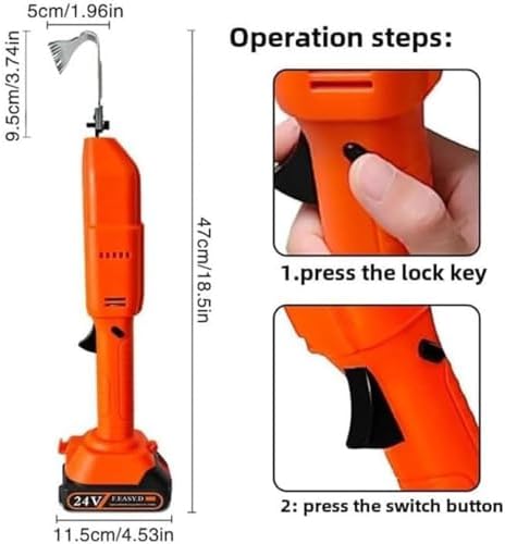 Handheld Electric Cultivator Hoe & Weeder with Long Pole, Cordless Mini Tiller for Soil Loosening, Gardening & Greenhouse (Includes 2 Batteries)