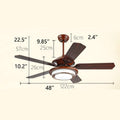 Low Profile Ceiling Fan Retro Ceiling Fan Light LED Remote Control Dinning Room Bedroom Living Room Solid Wood Blades Fan Light Ceiling Lamp Fan Lights Ceiling Fixtures