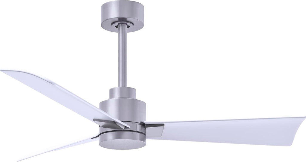 Matthews AK-BN-MWH-42 Alessandra Wet Rated 42' Outdoor Ceiling Fan without Light, Remote Included, Silent DC Motor, Brushed Nickel with Matte White