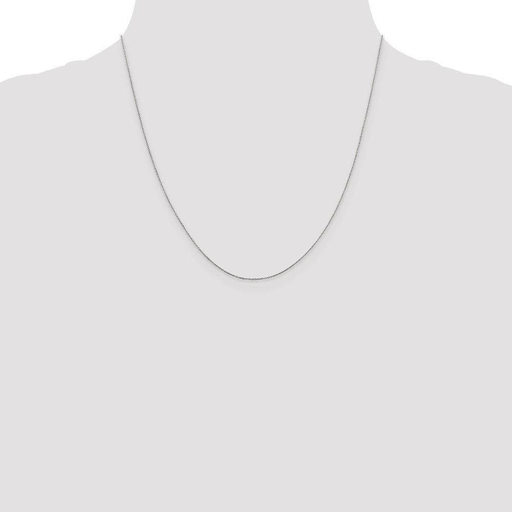10k White Gold .6mm Solid Diamond-Cut Cable Chain Necklace