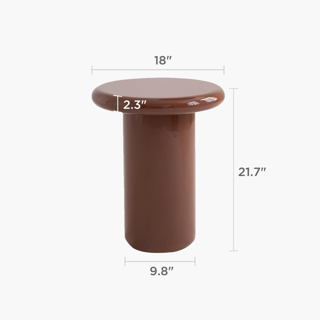 Acanva Pebble Companions Round End Table for Living Room | Small Side Table, Soft Edges, High Glossy Finish, Accent Tables, Furniture for Home Office