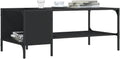 Coffee Table with Rack, Modern Living Room Center Table for Home Office, Black 39.4'x20.1'x15.7' Engineered Wood,-340
