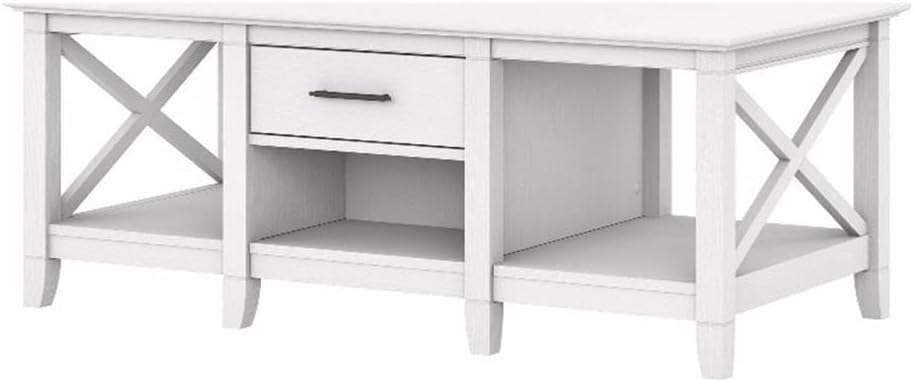 Bush Home Key West Coffee Table with Storage in Pure White Oak