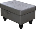 Ottoman Storage Ottoman Bench Faux Leather Footrest Footstool with Hinged Lid for Living Room, Bedroom, Entryway, Dark Grey, 28.5'X19'X17.5'