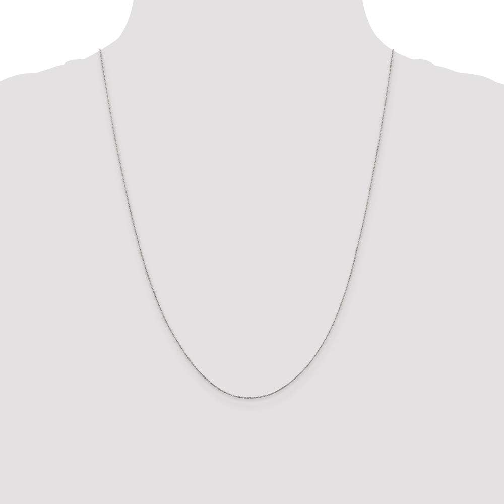 10k White Gold .6mm Solid Diamond-Cut Cable Chain Necklace