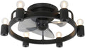 Black Creative Ceiling Fan Light Retro Industrial Style Ceiling Fan Light with Lights and Remote Suitable for Restaurant Living Room Bedroom Study