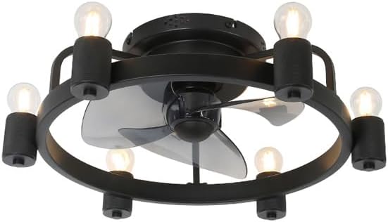 Black Creative Ceiling Fan Light Retro Industrial Style Ceiling Fan Light with Lights and Remote Suitable for Restaurant Living Room Bedroom Study
