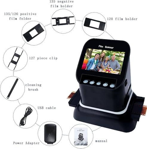 Film Scanner, High Resolution 22 Mega Pixels Slide Negative Photo Scanner with 4.3' LCD Screen and Built-in 128MB Memory