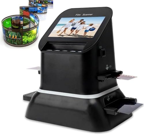 Film Slide Scanner, ，High Resolution 120 Film Scanner 22 Mega Pixels Slide Negative Photo Scanne，Built-in 128MB Memory，with 4.3' LCD Screen