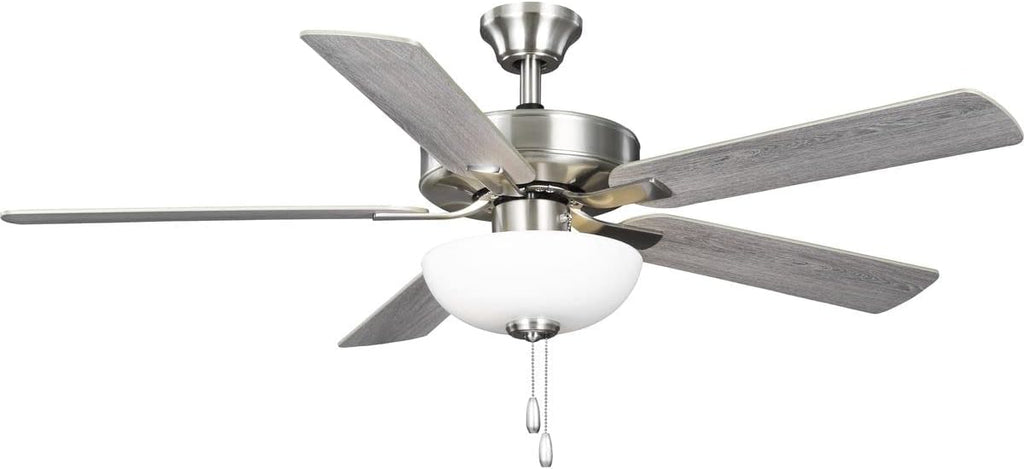 Progress Lighting AirPro 52 in. Brushed Nickel 5-Blade AC Motor Transitional Ceiling Fan with Light