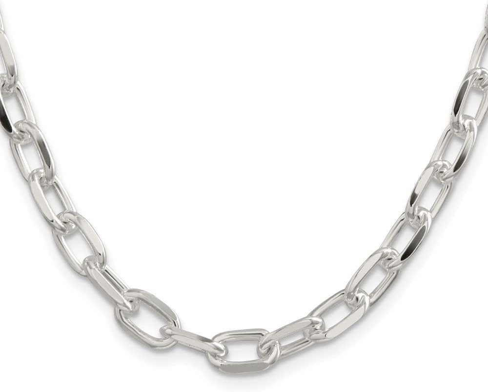 925 Sterling Silver 7.5mm Diamond-cut Long Link Cable Chain (18 to 24 Inch)