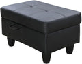 Ottoman Storage Ottoman Bench Faux Leather Footrest Footstool with Hinged Lid for Living Room, Bedroom, Entryway, Black, 28.5'X19'X17.5'