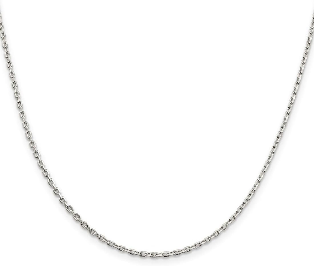 JewelryWeb 925 Sterling Silver Polished 2mm Cable Chain Necklace Lobster Claw Chain Necklace for Women and Men