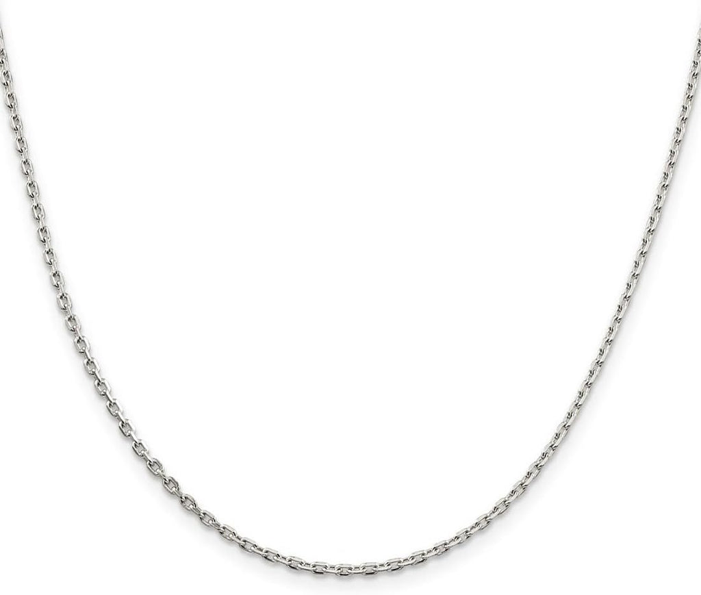 JewelryWeb 925 Sterling Silver Polished 2mm Cable Chain Necklace Lobster Claw Chain Necklace for Women and Men